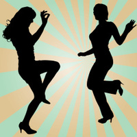 200x200 Black Disco Dancer Woman Peace Sign Stock Photos