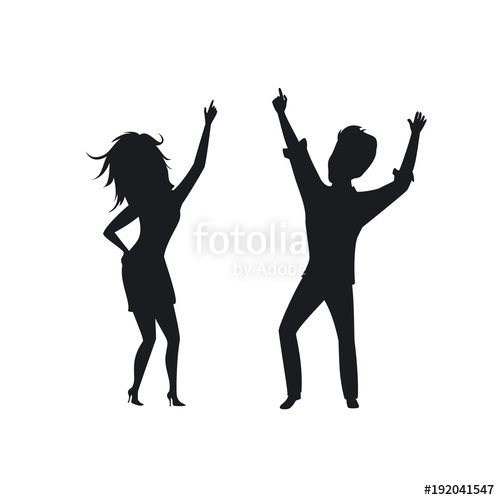 500x500 Silhouette Of Man Woman, Couple Disco Dancing , Clubbing Isolated