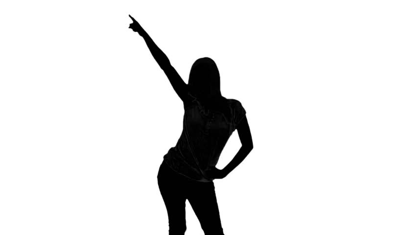 852x480 Silhouette Of Woman Doing Disco Gesture On White Background