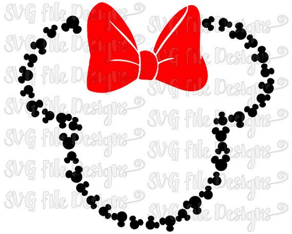 570x456 Mickey Mouse Head Outline With Bow Disney Cutting File In Svg, Eps