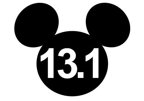 500x350 Disney Half Marathon Window Sticker, Mickey Mouse Silhouette