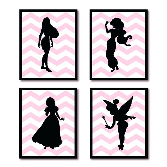 570x570 Wall Arts Disney Princess Silhouette Wall Art Instant Download