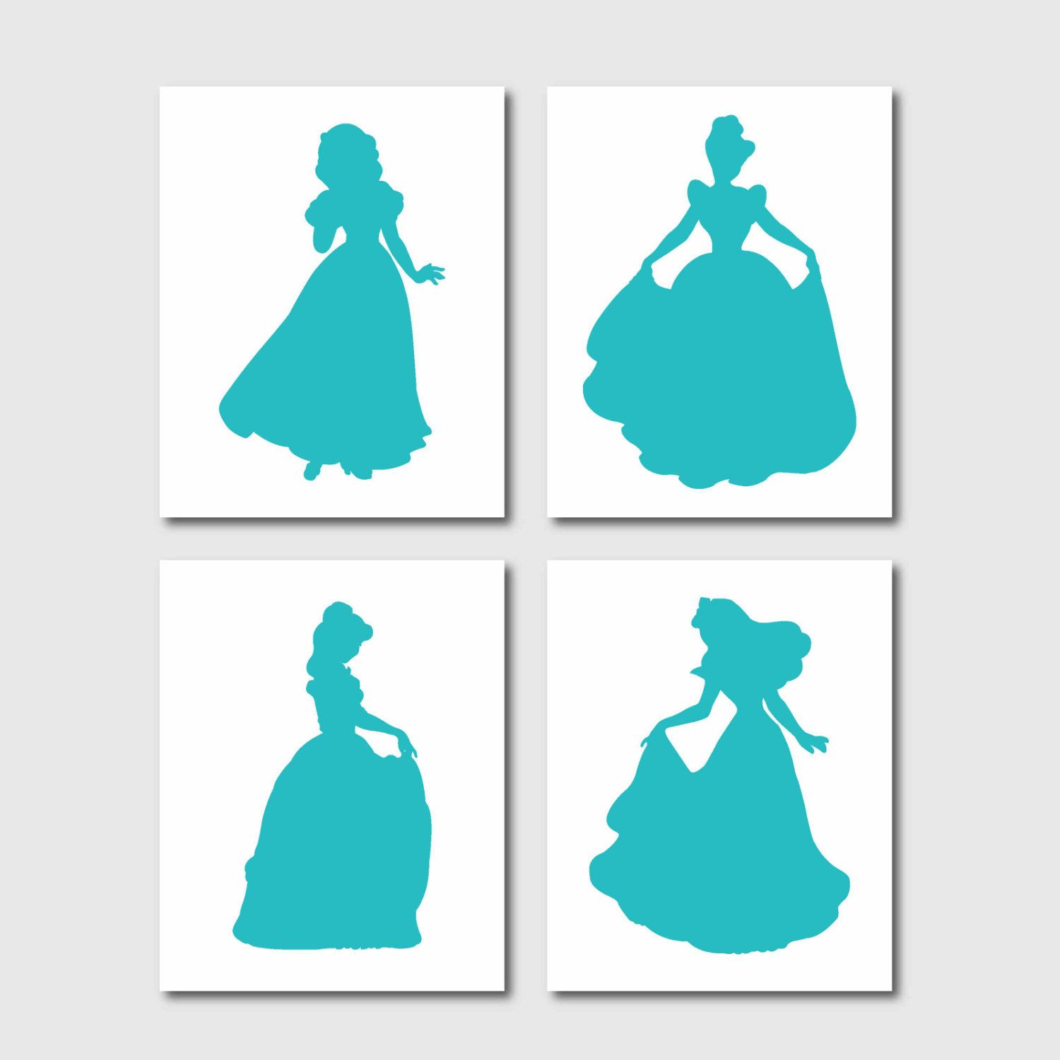 1500x1500 Disney Princess Silhouette Quad