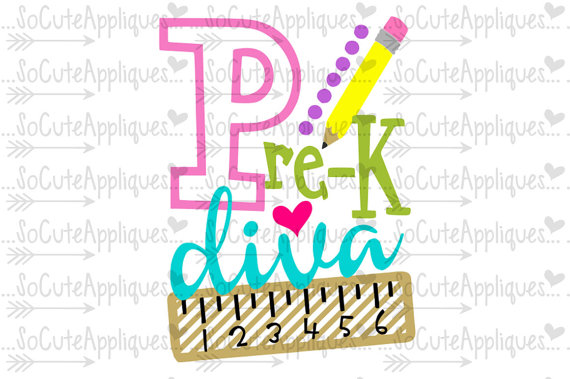 570x379 Pre K Diva Svg, School Cut File, Back To School Cut File