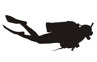 320x206 Scuba Diver Silhouette 2 Decal Sticker