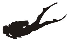 320x190 Scuba Diver Silhouette 3 Decal Sticker