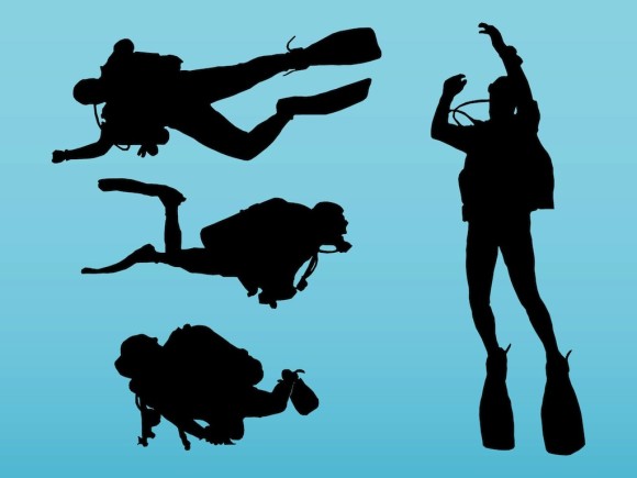 580x435 Free Scuba Diver Silhouette Clip Art