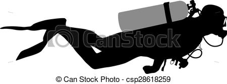 450x166 Black Silhouette Scuba Divers. Vector Illustration. Clipart Vector