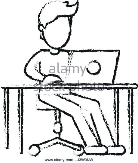 459x540 Silhouette Of Man And Desk Illustration Stock Photos Amp Silhouette