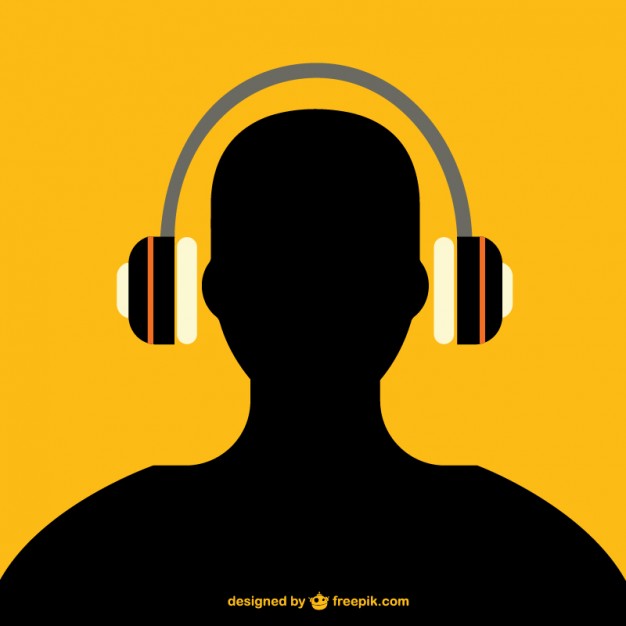 626x626 Man With Headphones Silhouette Vector Free Download