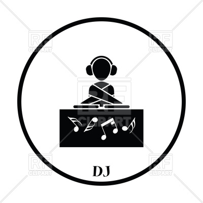 400x400 Thin Circle Design Of Night Club Dj Icon Royalty Free Vector Clip