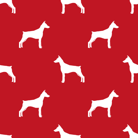 470x470 Doberman Pinscher Silhouette Dog Fabric Red Fabric