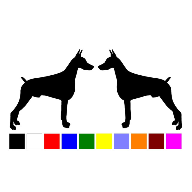 640x640 Hotmeini 2 Doberman Pinscher Chien Race Droite Gauche Silhouette