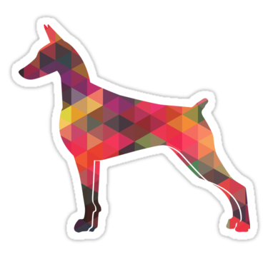 375x360 Doberman Pinscher Dog Colorful Geometric Pattern Silhouette Also