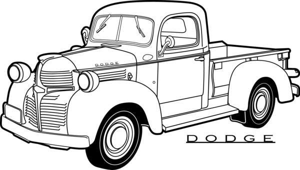 600x340 Line Drawing Old Dodge Pickup Truck