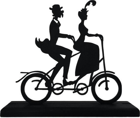 570x479 Victorian Tandem Bicycle Couple Decorative Black Handmade
