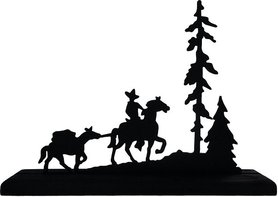 570x403 Cowboy With Packhorse Handmade Wood Display Silhouette