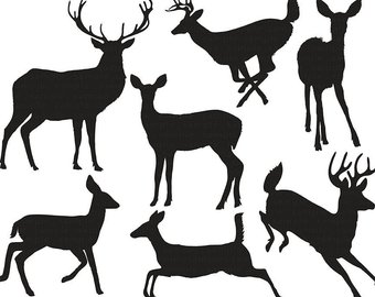 340x270 Deer Head Silhouette Clip Art Line Art Outline Buck Amp Doe