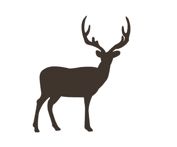 570x475 Buck Deer Silhouette Elk Doe Hunting Embroidery Machine Design