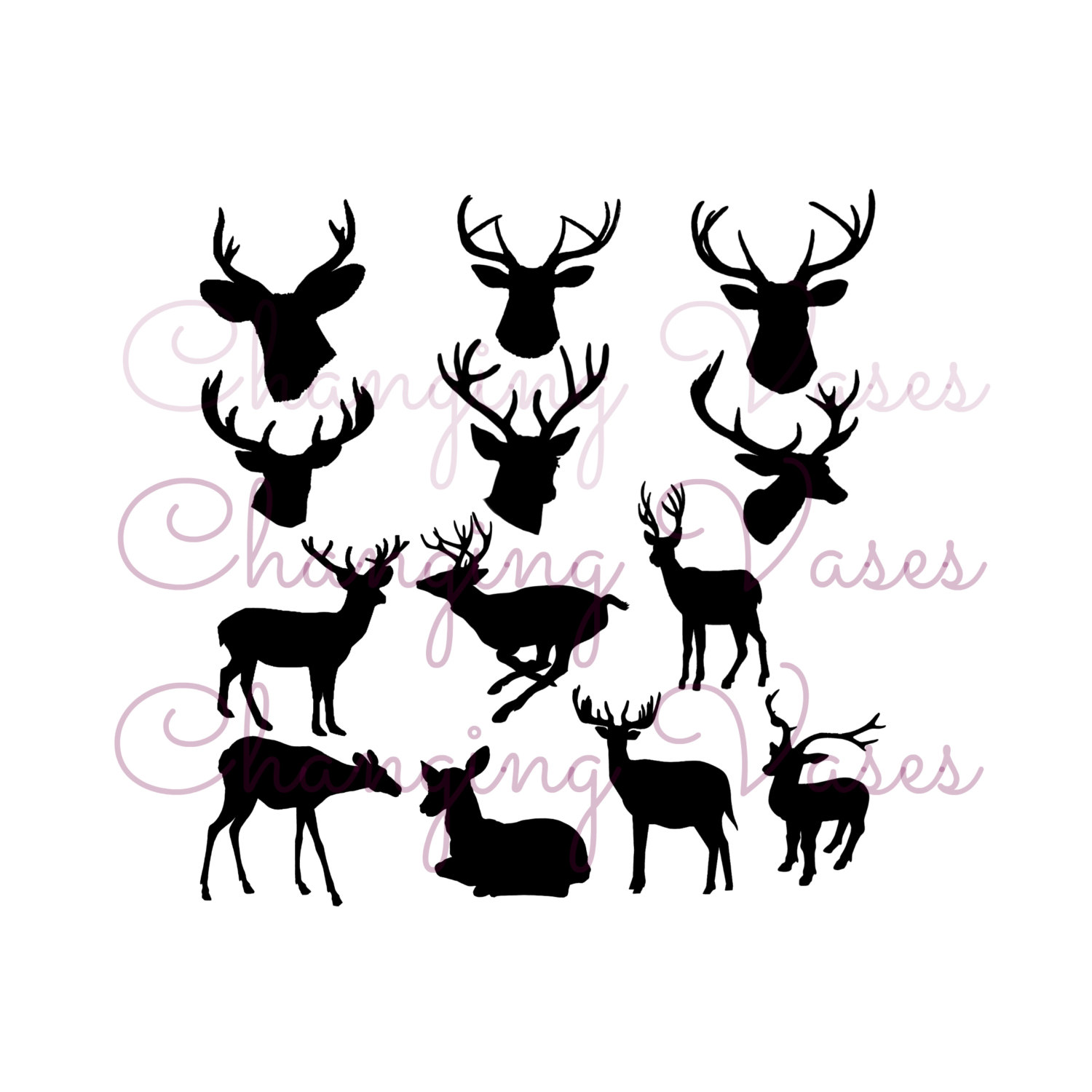 1500x1500 Doe Head Silhouette Clip Art