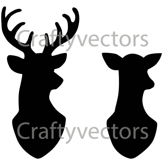 570x570 Stag Amp Doe Head Silhouettes Vector File Svg