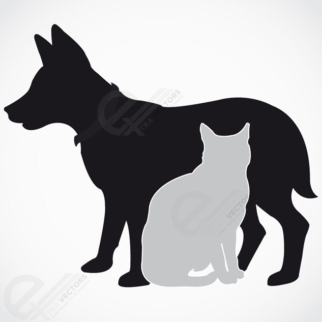 633x633 Dog And Cat Silhouette. Free Vector Download, Vector Files