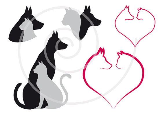 570x399 Dog And Cat Clipart In A Line Collection