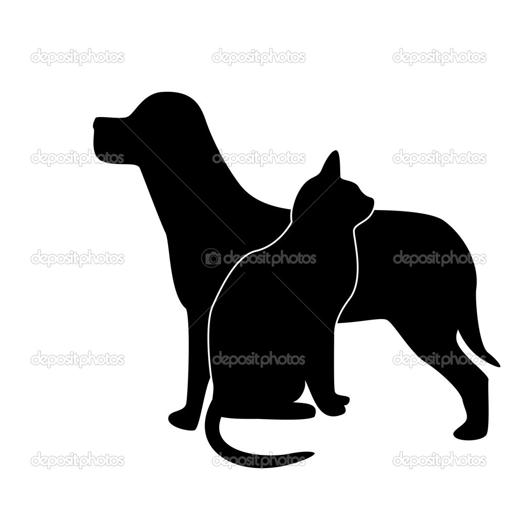1024x1024 Dog And Cat Silhouettes Clipart White