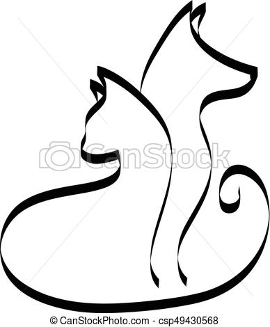 388x470 Dog And Cat Silhouette Logo. Dog And Cat Silhouette Icon Clip