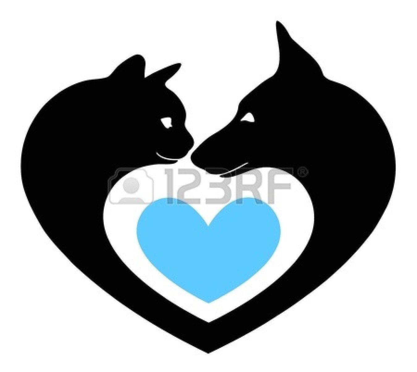 1350x1206 Dog Cat Silhouette Heart