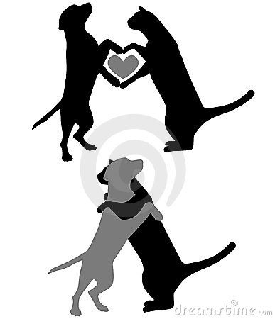 387x450 Dog And Cat Outline Various Silhouettes Of Cats And Dogs Hugging