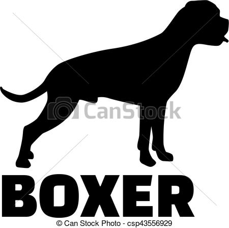 450x448 Boxer Silhouette With Breed Name Vector Illustration