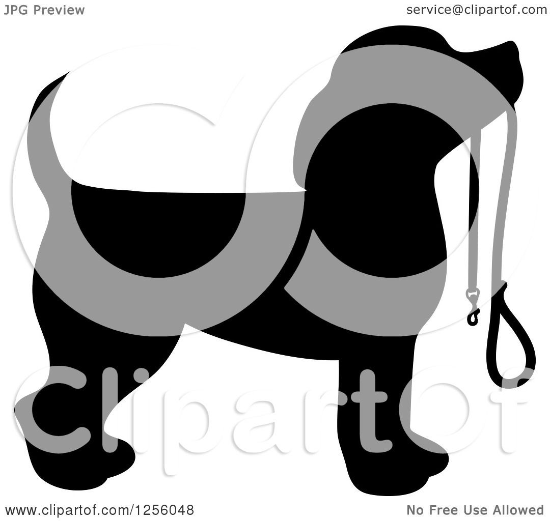 1080x1024 Clipart Of A Black Silhouetted Beagle Dog Waiting With A Leash