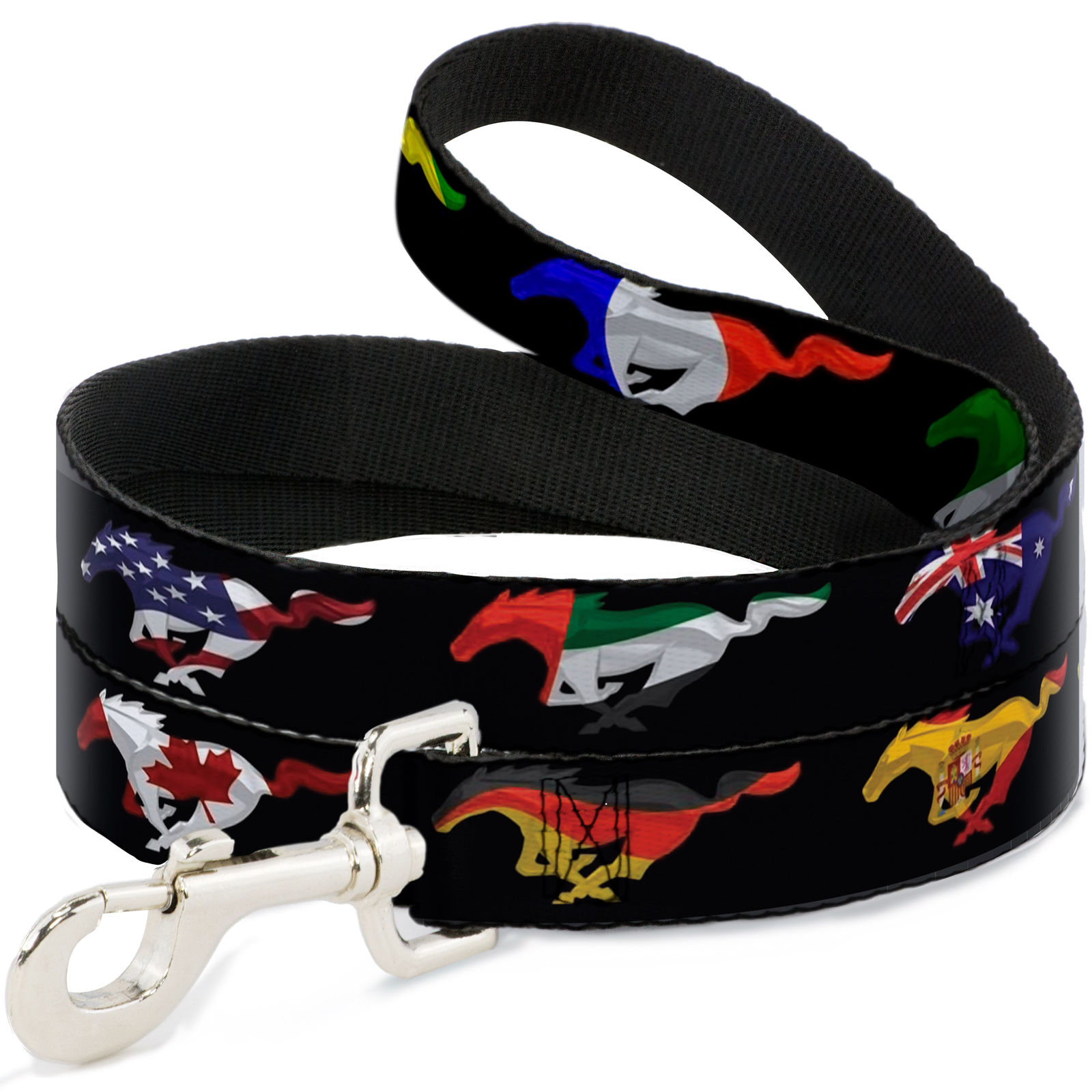 1600x1600 Buckle Down Mustang Silhouette Black Flags Dog Leash 4ft Ebay