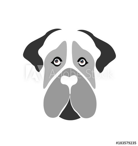475x500 Mastiff Dog Cartoon Silhouette Face Vector Icon