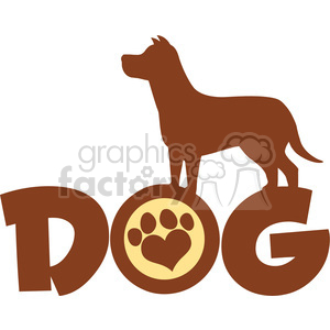 300x300 Royalty Free Illustration Dog Brown Silhouette Over Text With Love