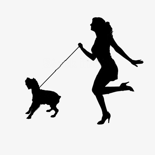 500x500 Silhouette Of Woman And Dog, Running Woman, Dog, Silhouette Dog