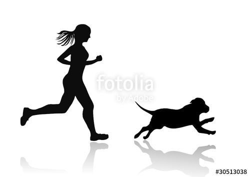500x354 Girl Running With Dog, Vector Image Stock Image And Royalty Free