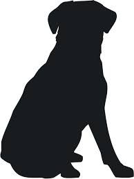 194x260 A Black Silhouette Of A Sitting Dog Holding It S Leash In It S