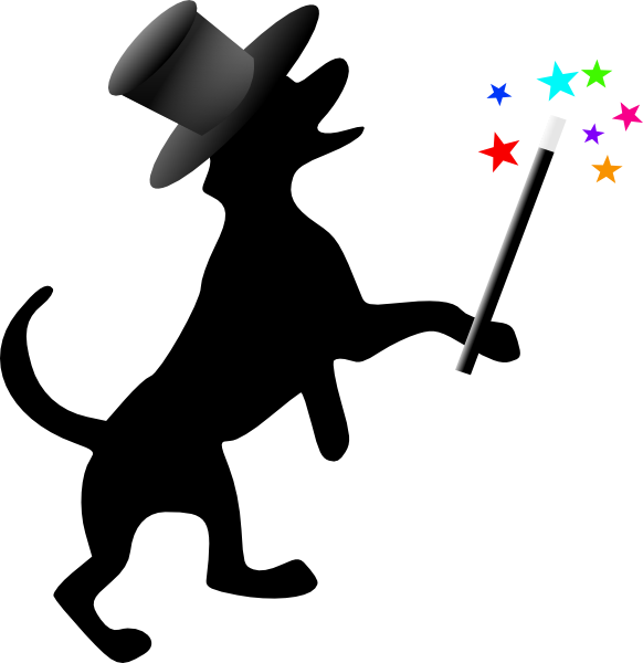 582x600 Dog Silhouette With Hat Wand Clip Art