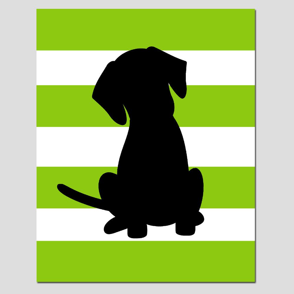 1000x1000 8x10 Striped Puppy Dog Silhouette Print