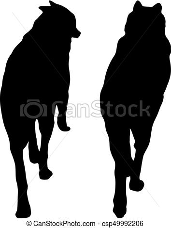 354x470 Shepherd Dog Silhouette On A White Background. Vector Clipart