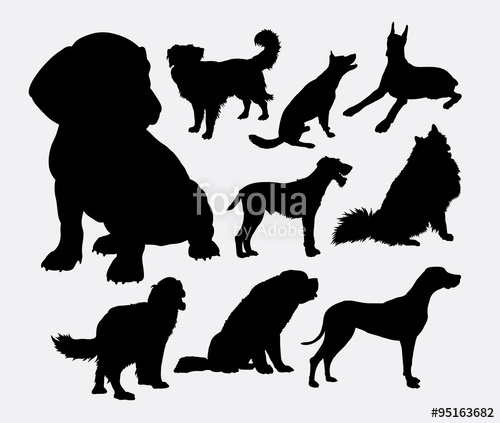 500x423 Little And Large Dog Silhouette. Good Use For Symbol, Logo, Web