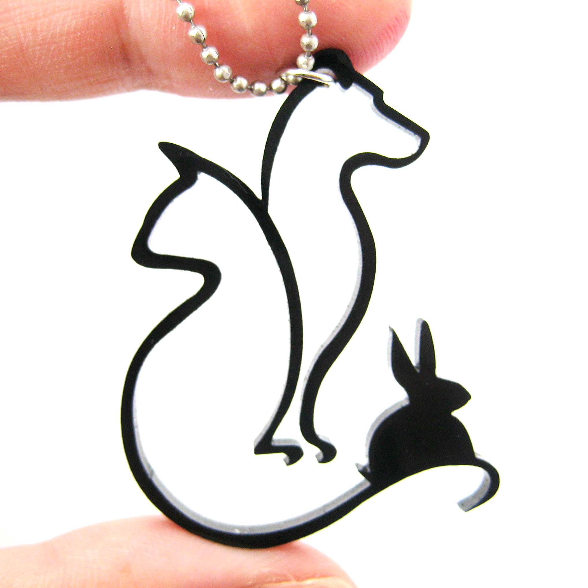 2035x2035 Dog Cat And Bunny Animal Silhouette Outline Necklace In Black