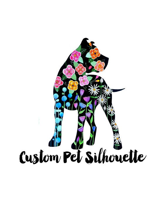 570x682 Custom Pet Portrait, Bohemian Pet Silhouette, Christmas Gift