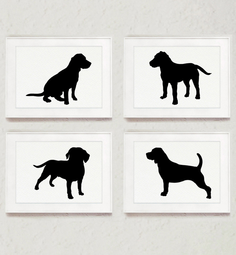 918x991 Beagle Set Of 4 Dog Drawing Abstract Animal Ink Painting