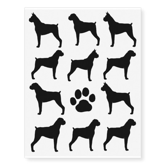 540x540 Boxer Dog Silhouettes Temporary Tattoos