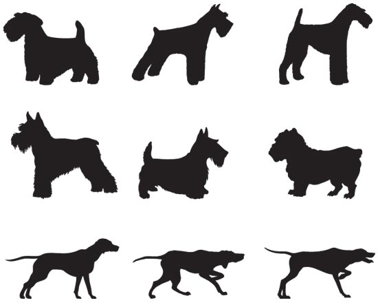 550x446 Dog Silhouettes Vector Shapes