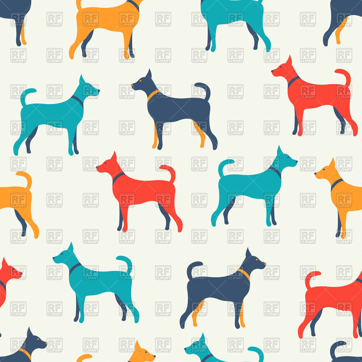 1200x1200 Seamless Background With Colorful Dog Silhouettes Royalty Free