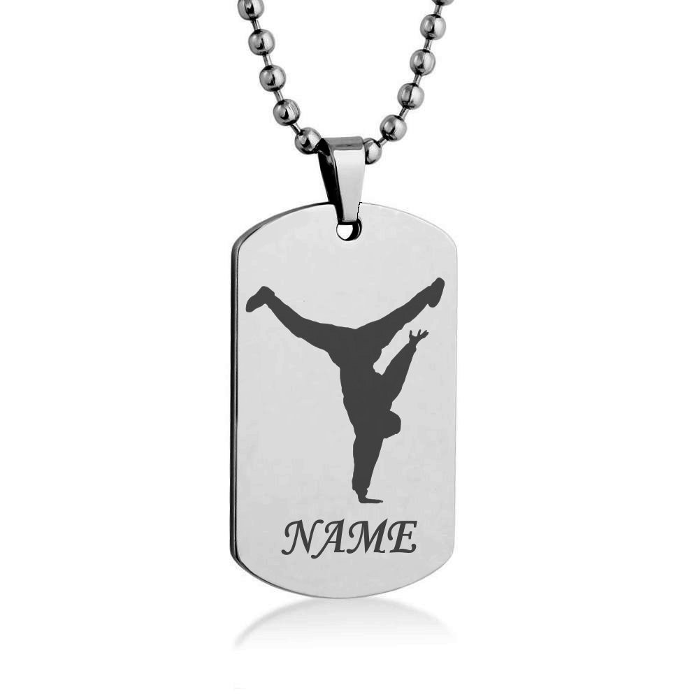 1000x1000 Hop Dancer Silhouette Costumize Engrave Dog Tag Necklace Pendant